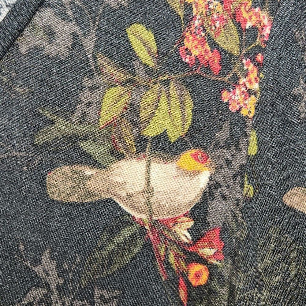 Forever 21 Contemporary Navy Floral Bird Long Sleeve Shirt Women M - Picture 5 of 8